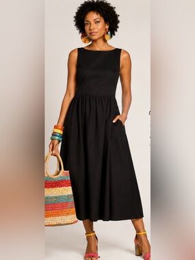 Eve Bleu Black Sleeveless Maxi Dress with Fitted Bodice Classic